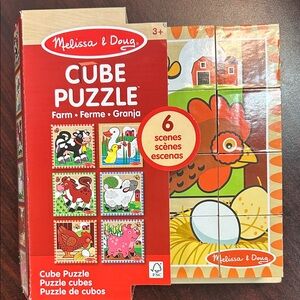 Melissa & Doug Farm Cube Puzzle - Red, Yellow, Brown